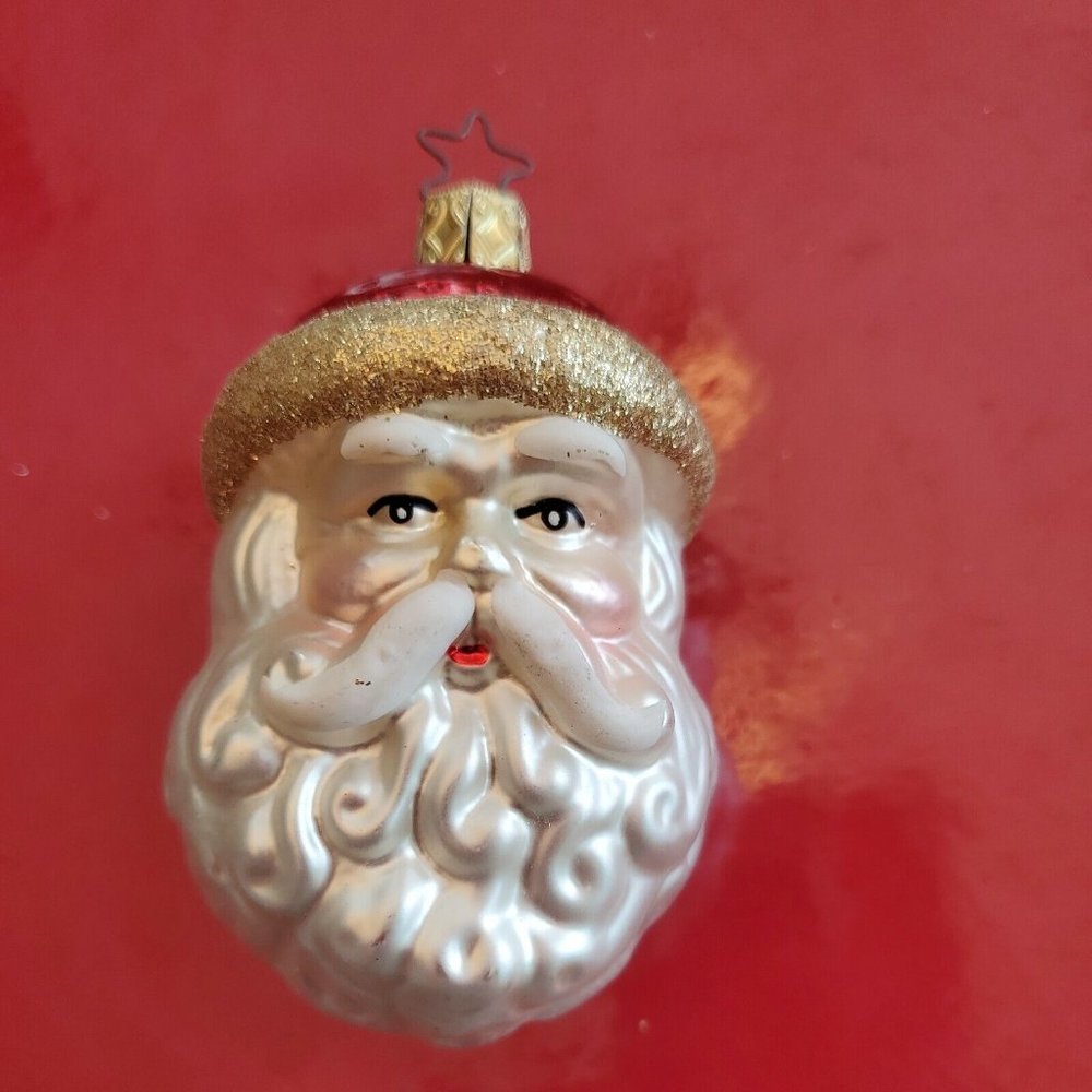Glass Ornament - Small Santa Face - Germany